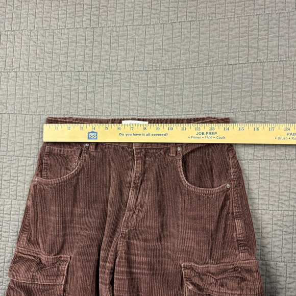 Cotton On Pants Women 4 Brown Corduroy Cargo Wide Leg Boho Hippie Loose Festival - Picture 8 of 12